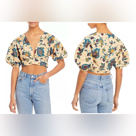 New! A.L.C. | Rylan Printed Crop Top 🌻 sz 2 - Picture 1 of 13